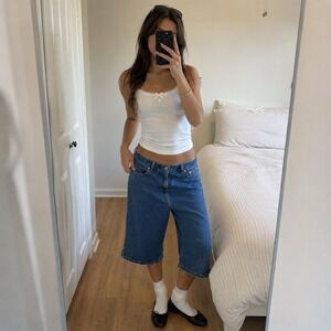 Vintage Northern Reflections Blue Denim Capris Baggy Wide Leg Fit Women 10 Indie